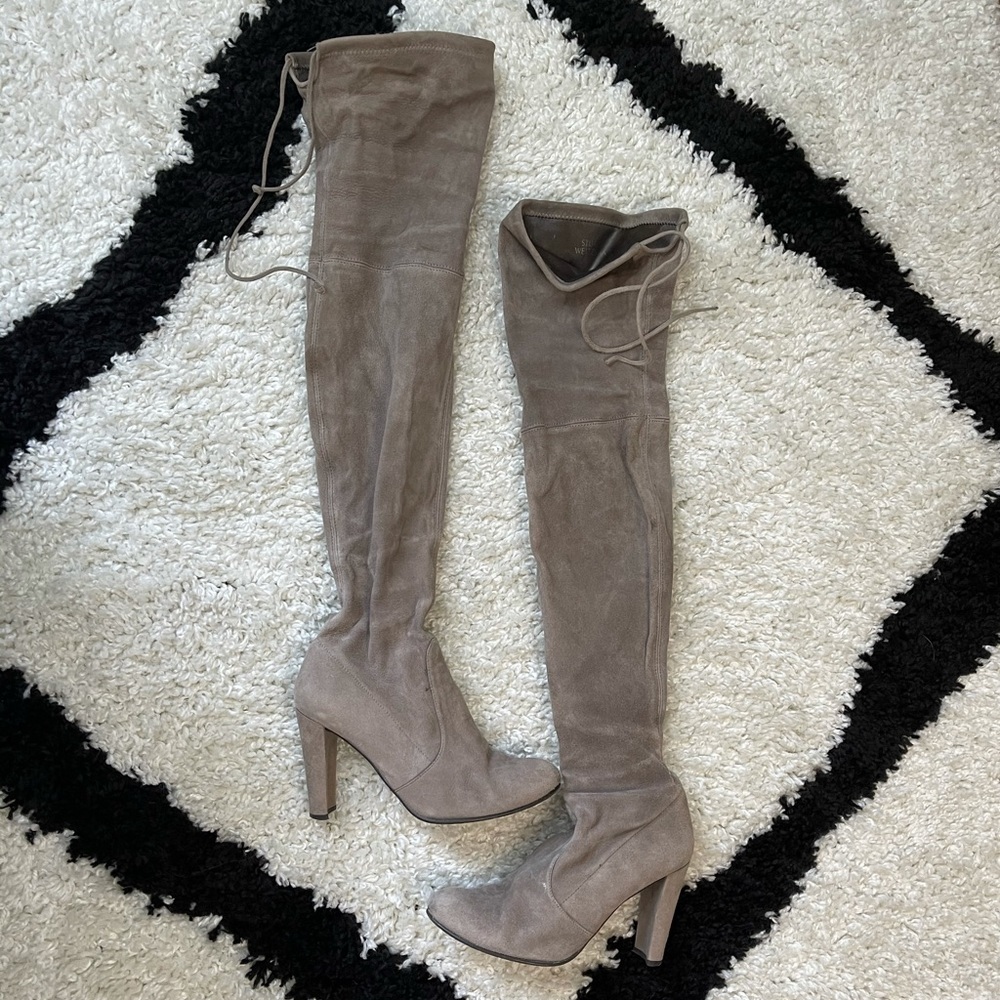Highland Over-The-Knee Suede Boots in light grey